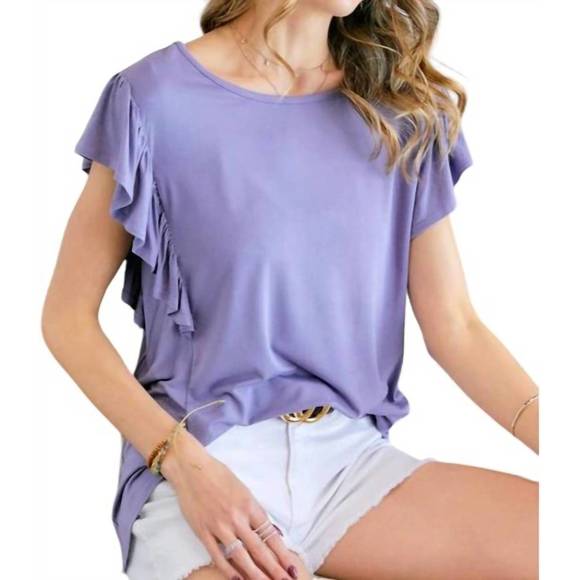 NEW ADORA ruffle sleeve top in purple - Picture 3 of 3